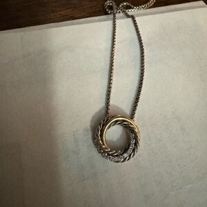 David Yurman 18K Gold, Silver and Diamond Crossover Necklace